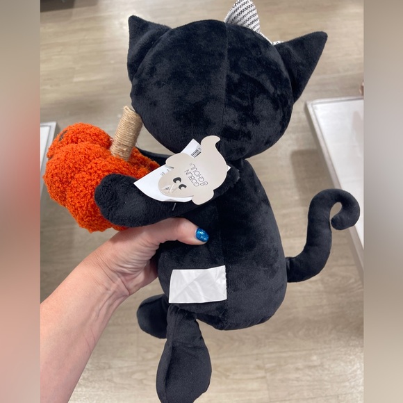 Halloween Black Cat with Orange Glitter Jack’o Lantern pumpkin Plush 🐈⬛ NWT - Picture 8 of 8